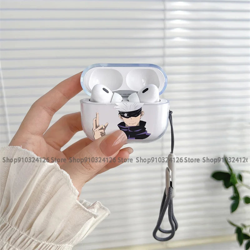 Anime Jujutsu Kaisen Phone Case for Airpods Pro 3 2 1 Pro Gojo Satoru Manga Bluetooth Earphone Cases Black Airpod Cover