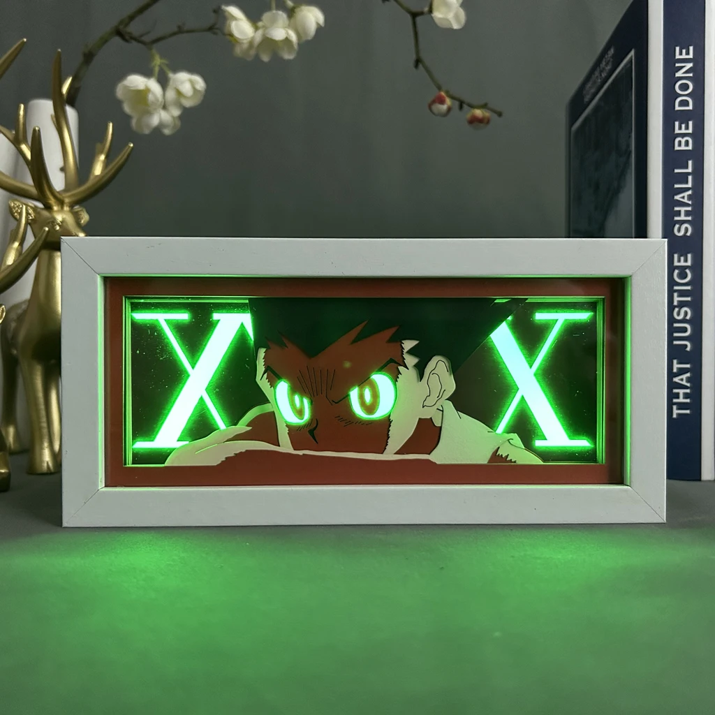 Paper Cut Shadow Box Light Anime Hunter X Hunter Gon for Gamer Room Decoration Bedside Table Lamp Led Night Light Box Manga Hxh